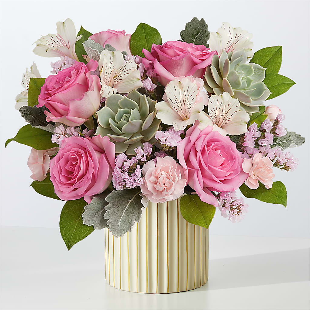 Dusty Rose Bouquet with Ivory Vase – BROWN'S FLOWERS & GIFTS, Fircrest WA
