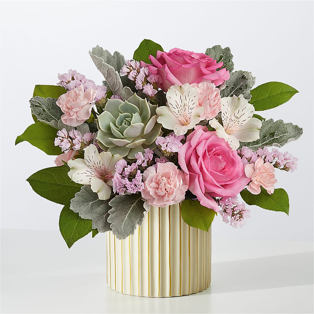 Dusty Rose Bouquet with Ivory Vase – BROWN'S FLOWERS & GIFTS, Fircrest WA