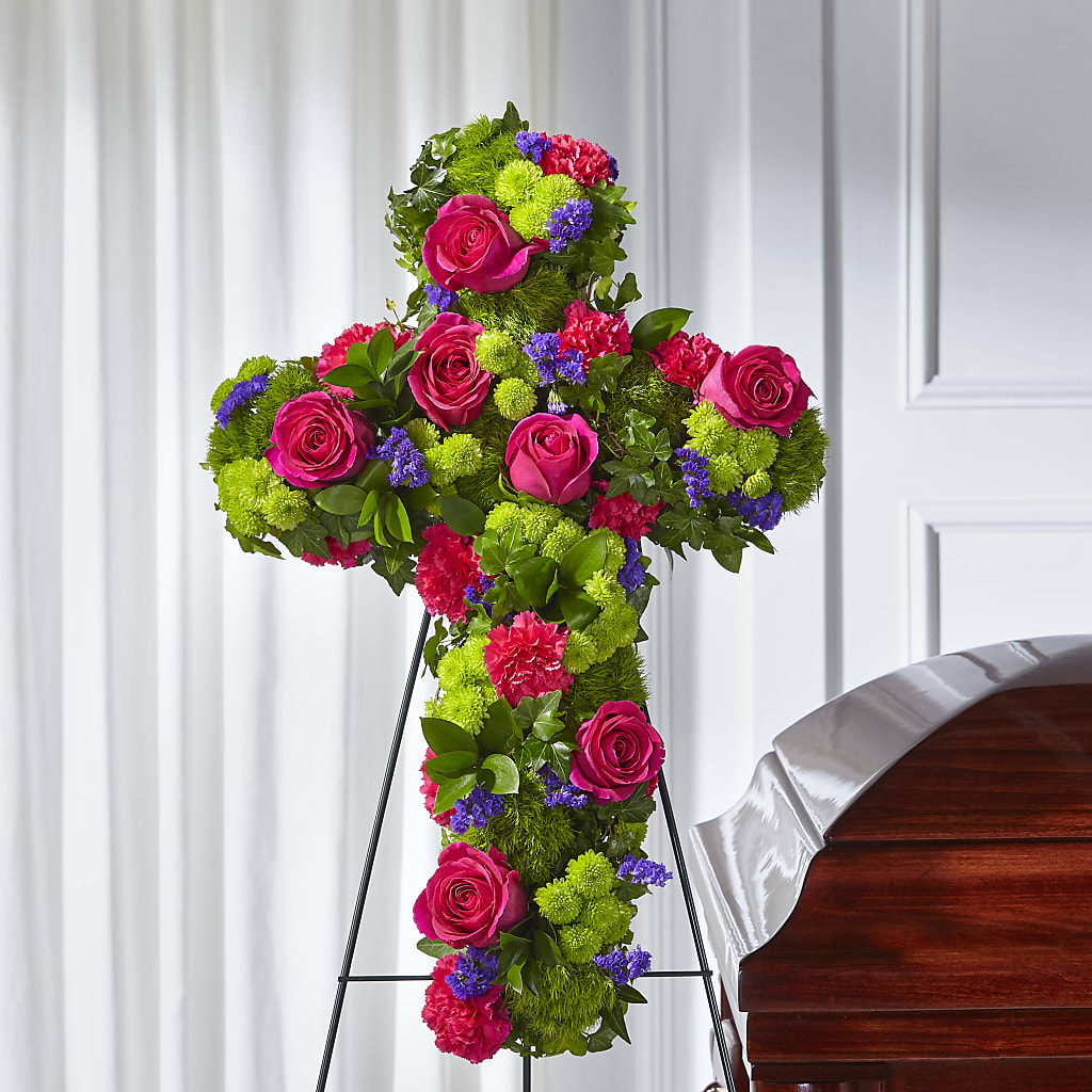Tribute Rose Floral Cross – BROWN'S FLOWERS & GIFTS, Fircrest WA