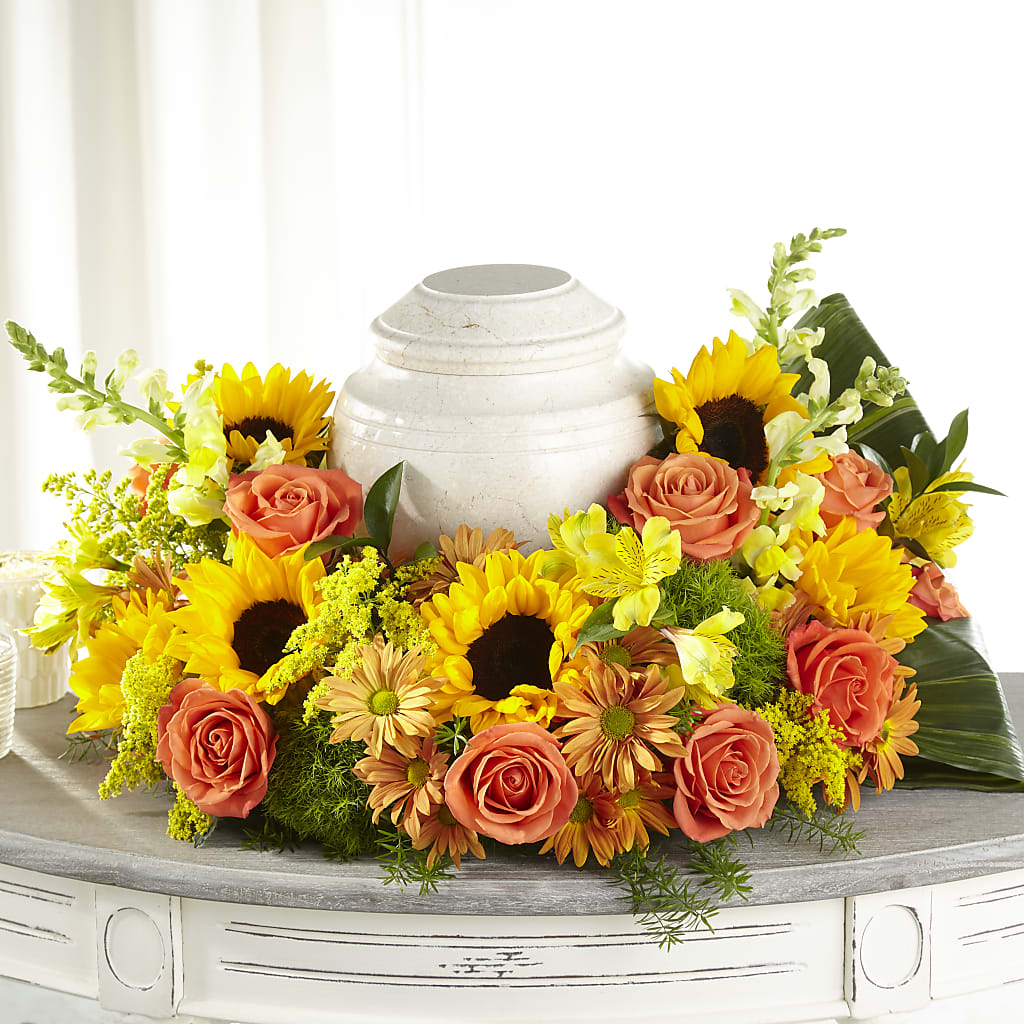 Faithful Sunflower Cremation Adornment – BROWN'S FLOWERS & GIFTS, Fircrest WA