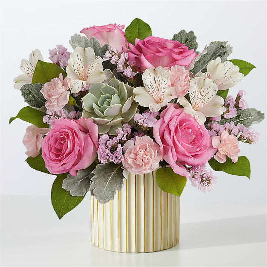 Dusty Rose Bouquet with Ivory Vase – BROWN'S FLOWERS & GIFTS, Fircrest WA