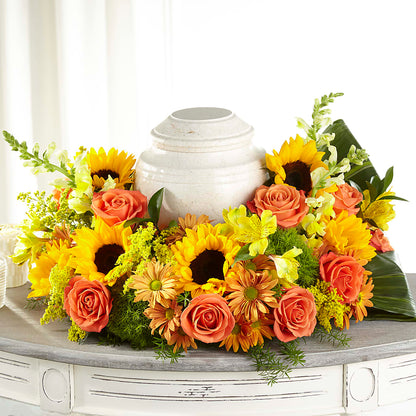 Faithful Sunflower Cremation Adornment – BROWN'S FLOWERS & GIFTS, Fircrest WA