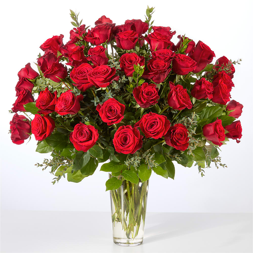 Forever Yours Fifty Stem Red Rose Bouquet – BROWN'S FLOWERS & GIFTS, Fircrest WA