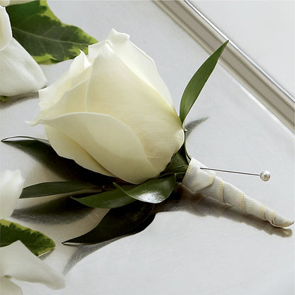 White Rose Boutonniere – BROWN'S FLOWERS & GIFTS, Fircrest WA